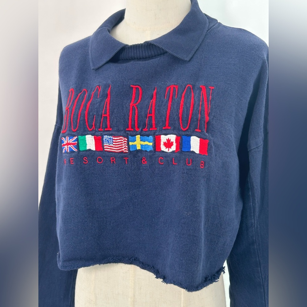 Vtg 90s Boca Ration Cropped Collared Sweater - image 4